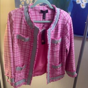 C. Wonder Pink Tweed Blazer with Gray Accents